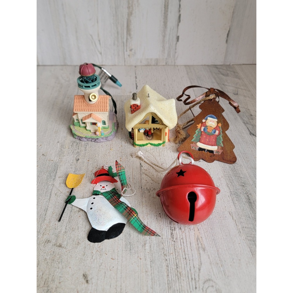 Variety tree bell light house Snowman ornament Xmas set Santa Claus